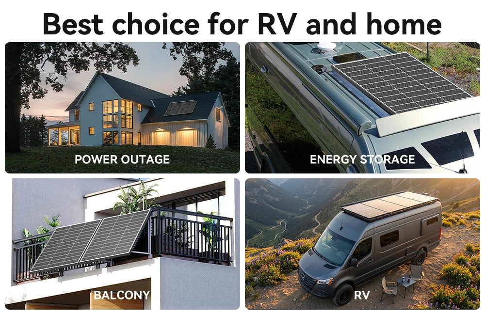 12.8V 200W Monocrystalline Solar Panel Module Off Grid PV Power Cells Waterproof for Roof Home Off Grid