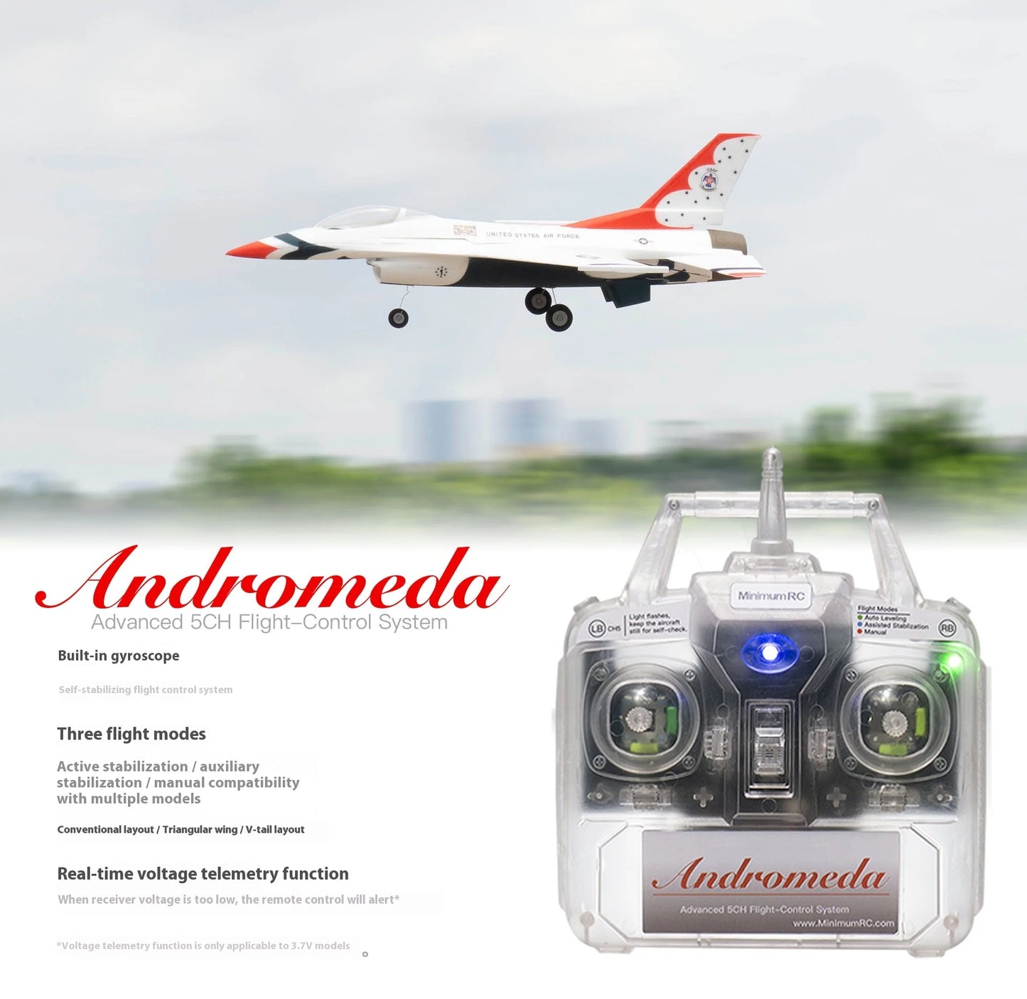 RC F-16 Thunderbirds Micro Scale Jet RC Airplane 30mm Ducted Fan 2S Battery Gyro Stabilization