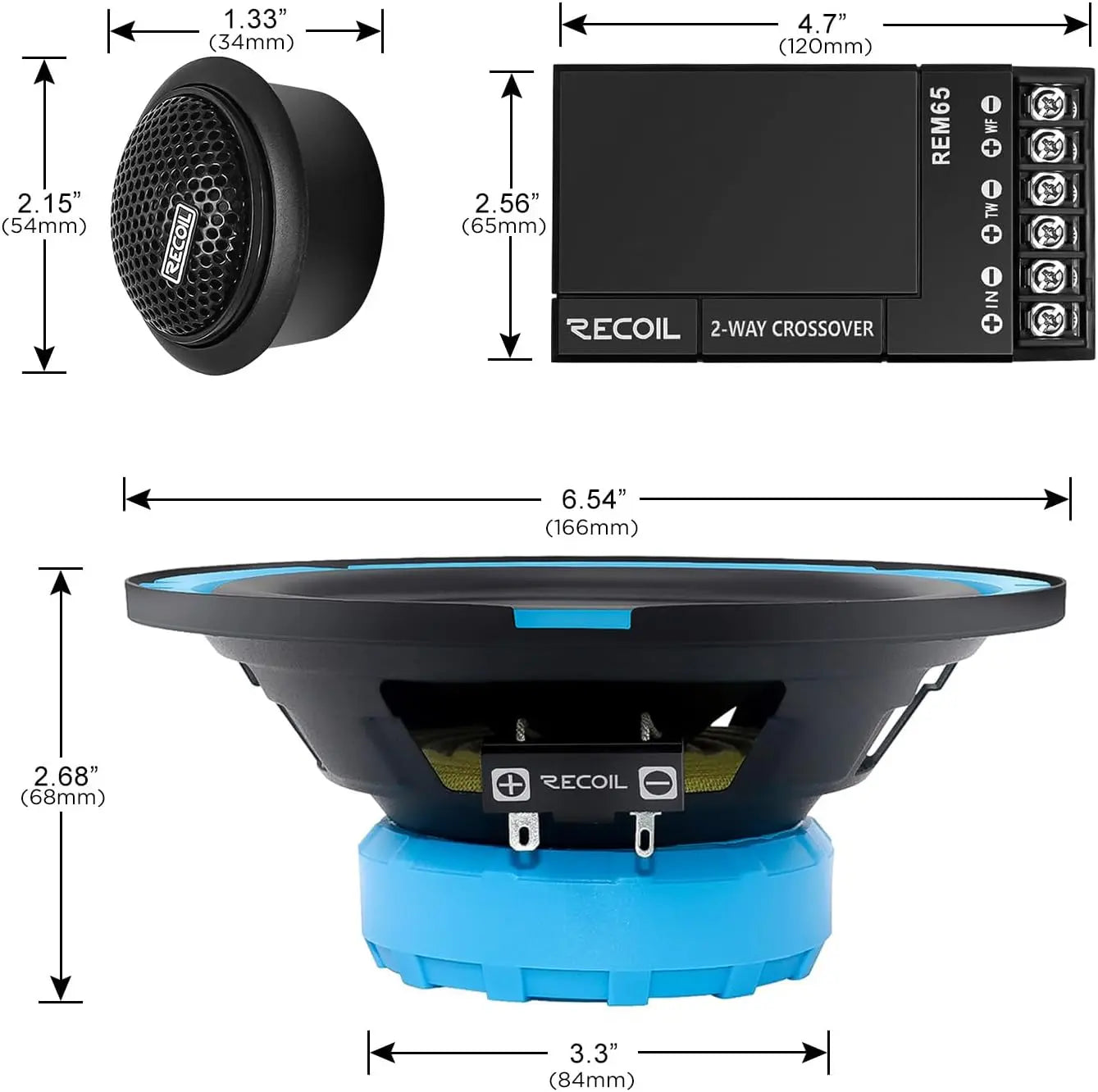 6.5-Inch Car Audio Component Speaker System