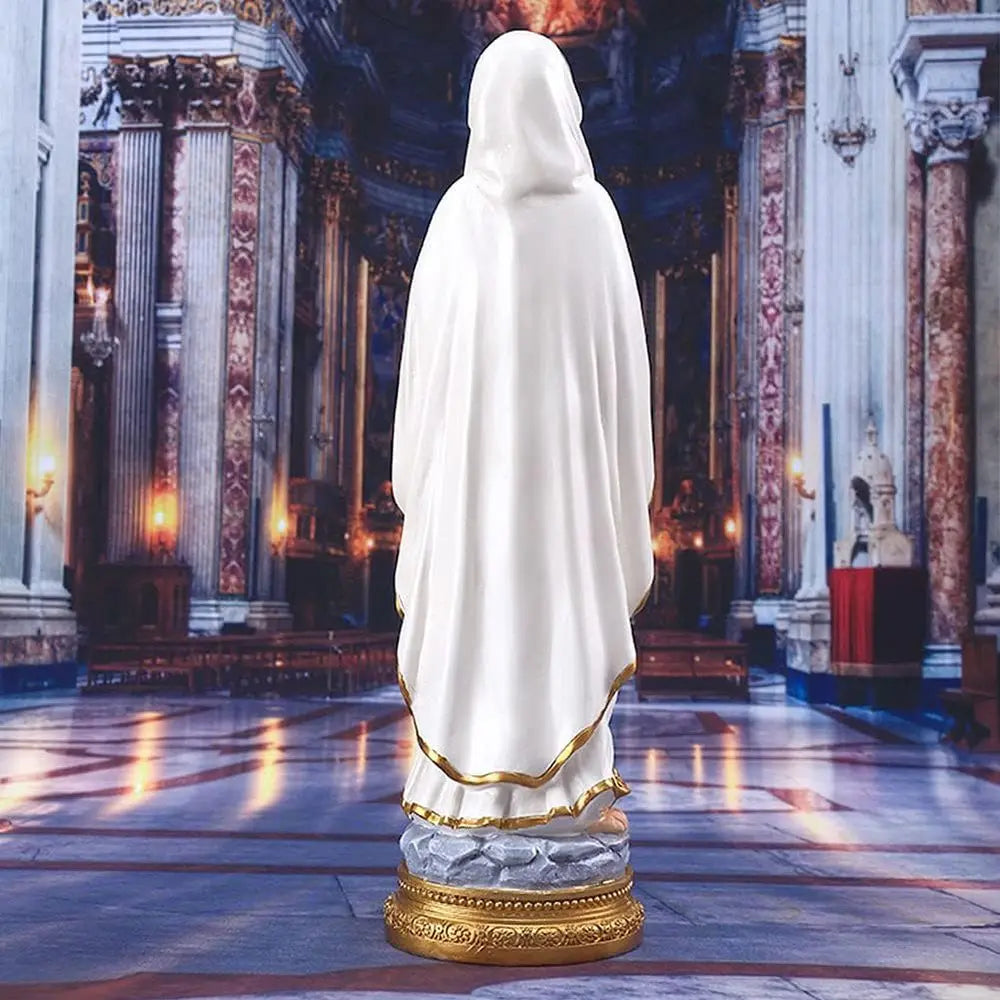 15.3 inch Lourdes Virgin Mary Statue, Catholic Blessed Mother Resin Figurine for Home & Church, Prayer and Decor Gift