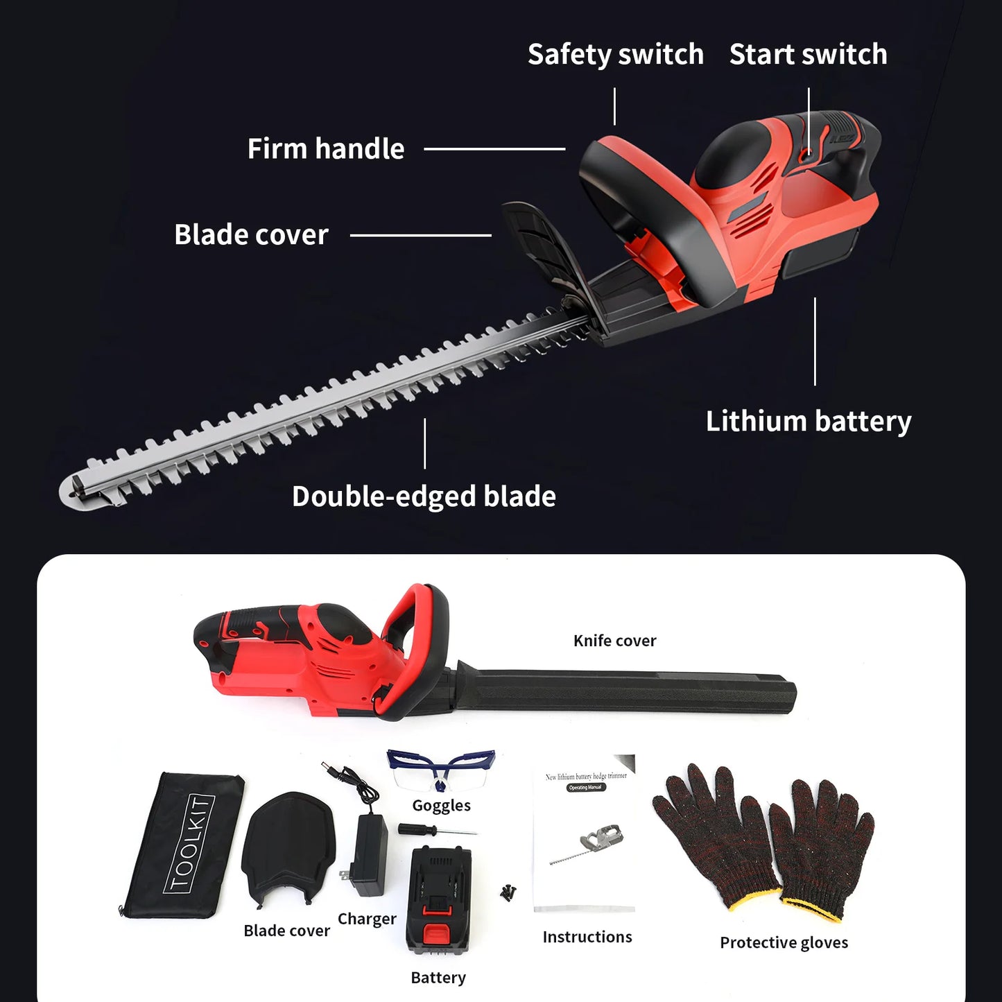 22, " 21V Handheld Hedge Trimmer