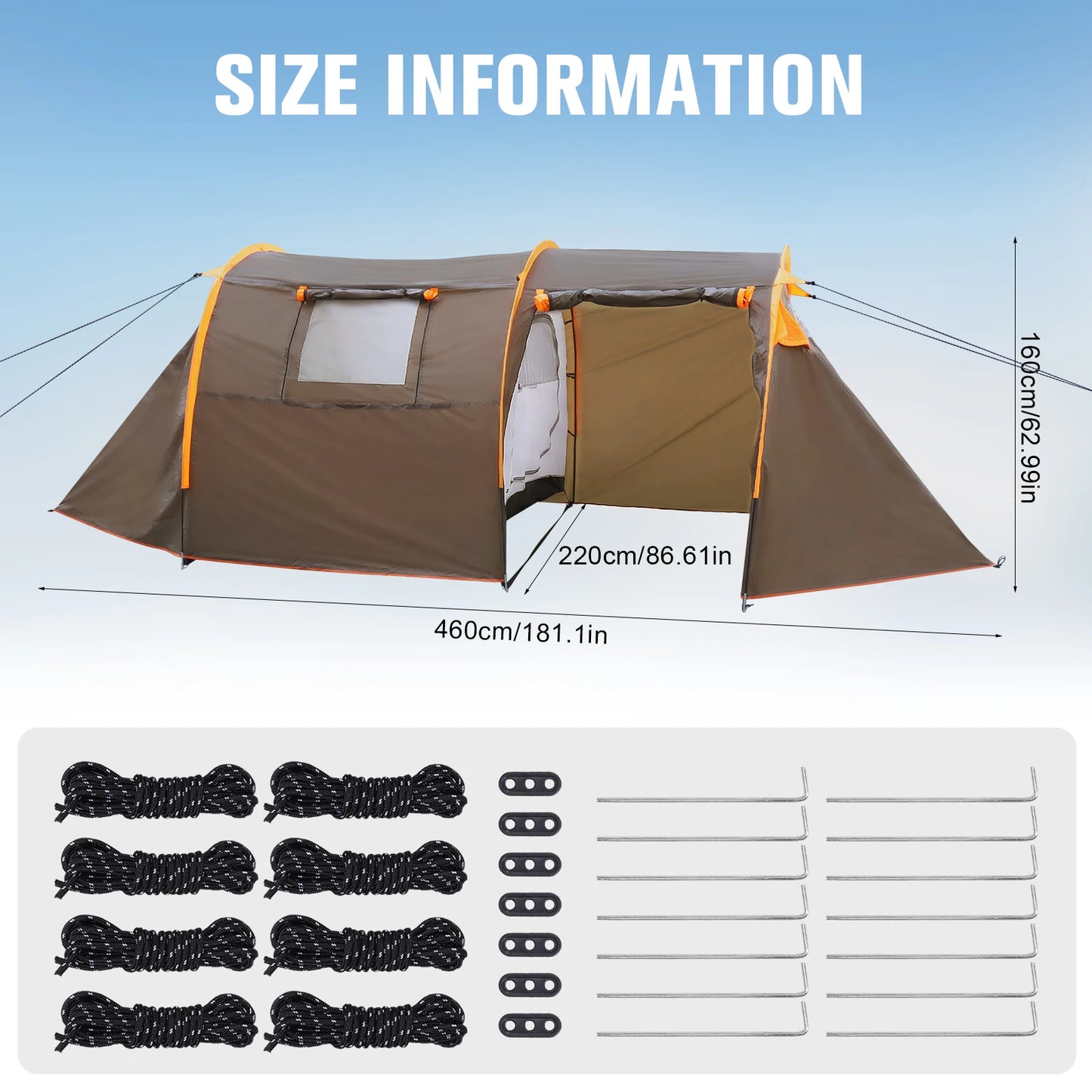 Oxford 2-Person Backpacking Tent Windproof Lightweight Waterproof Tent