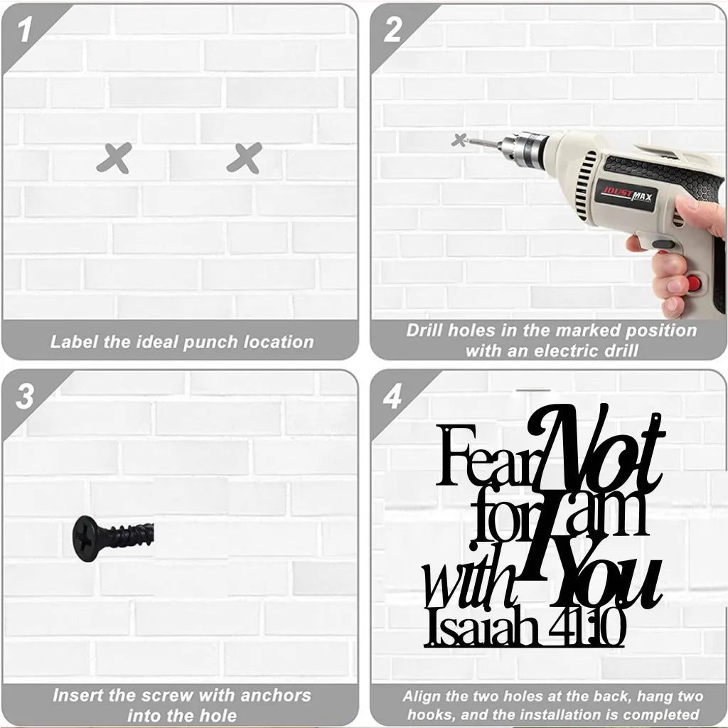 "Fear Not For I Am With You" Metal Wall Art - Isaiah 41:10 Bible Verse Decor