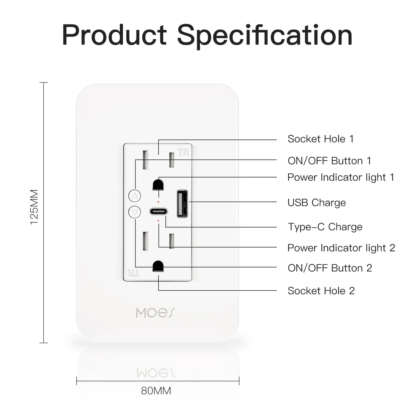 WiFi Smart Power Wall Socket with Type C USB Dual Power Outlets