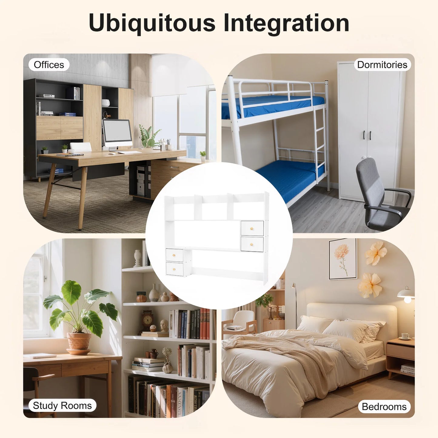 White Bookshelf Desktop Storage Rack