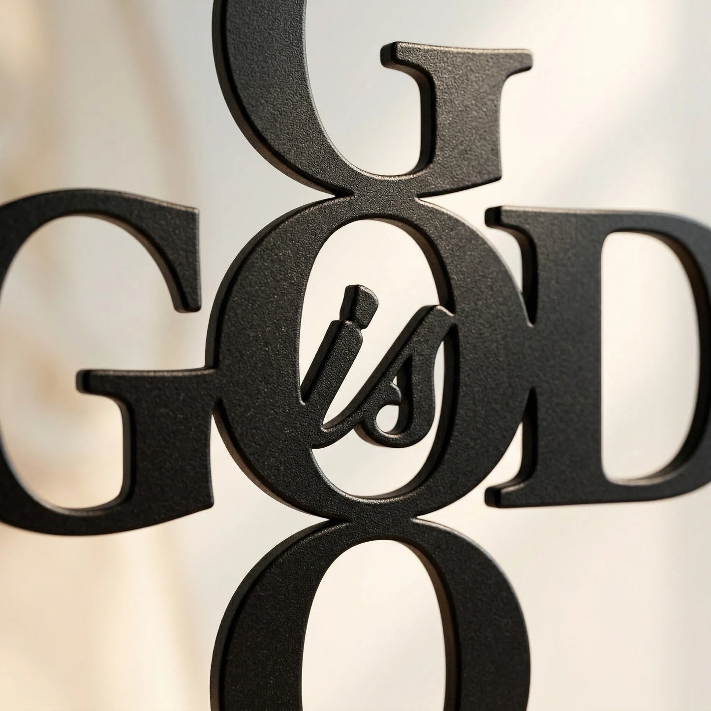 God Is God Cross Table Decor | Christian Metal Art with Wooden Base | Religious Tabletop Sign for Home, Office