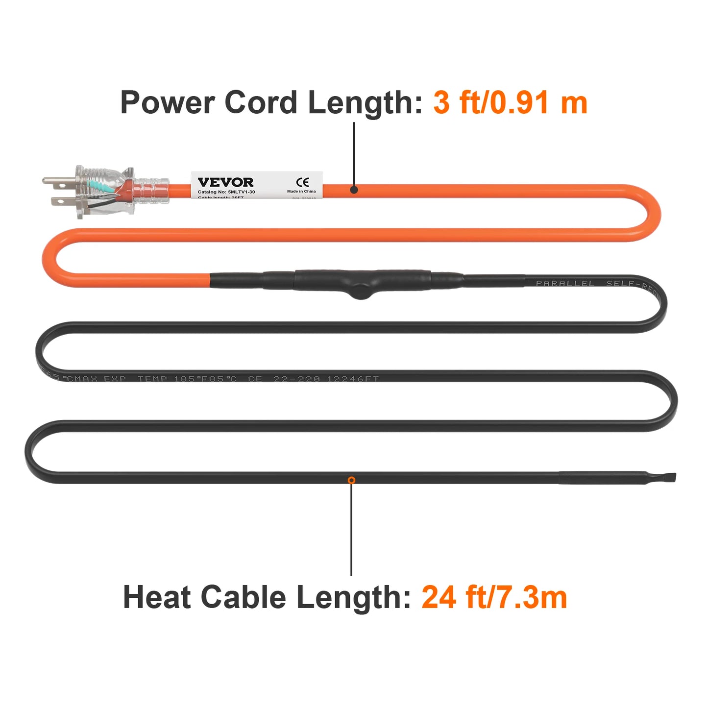 SucceBuy Self-Regulating Pipe Heating Cable Snow Melting Drain Water Pipe Freeze Protection Heat Cable for Protects Hose Wire