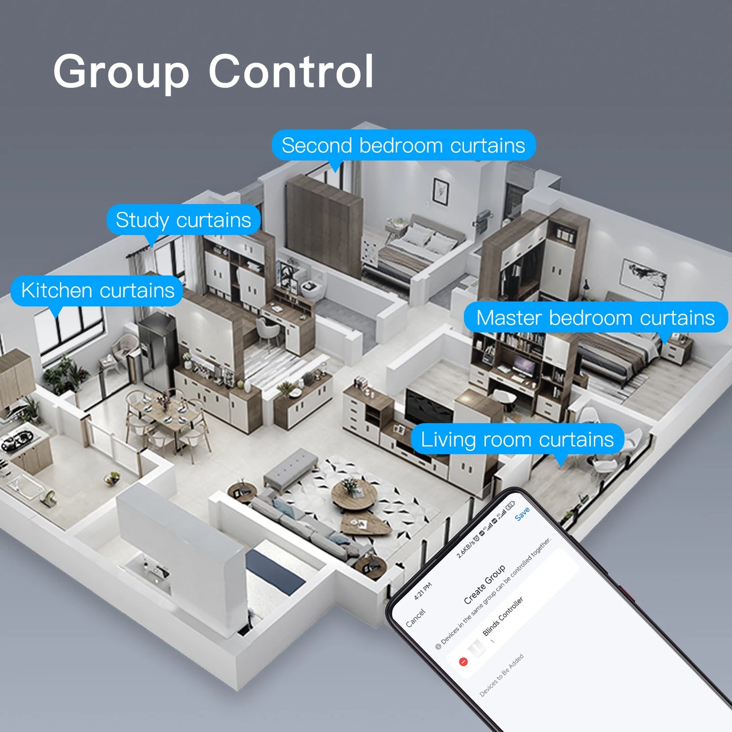 MOES Tuya WiFi Smart Motor Electric Chain Roller Blinds