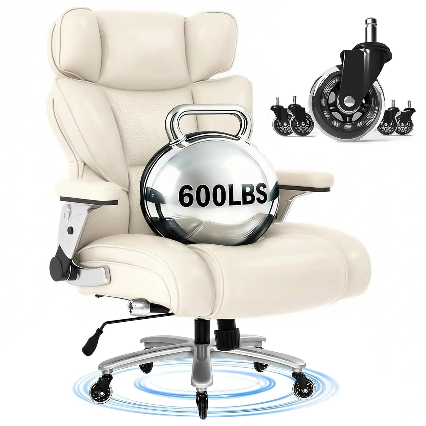 600lbs Big and Tall Office Chair for Heavy People, Heavy Duty Computer Desk Chair with Dynamic Lumbar Support