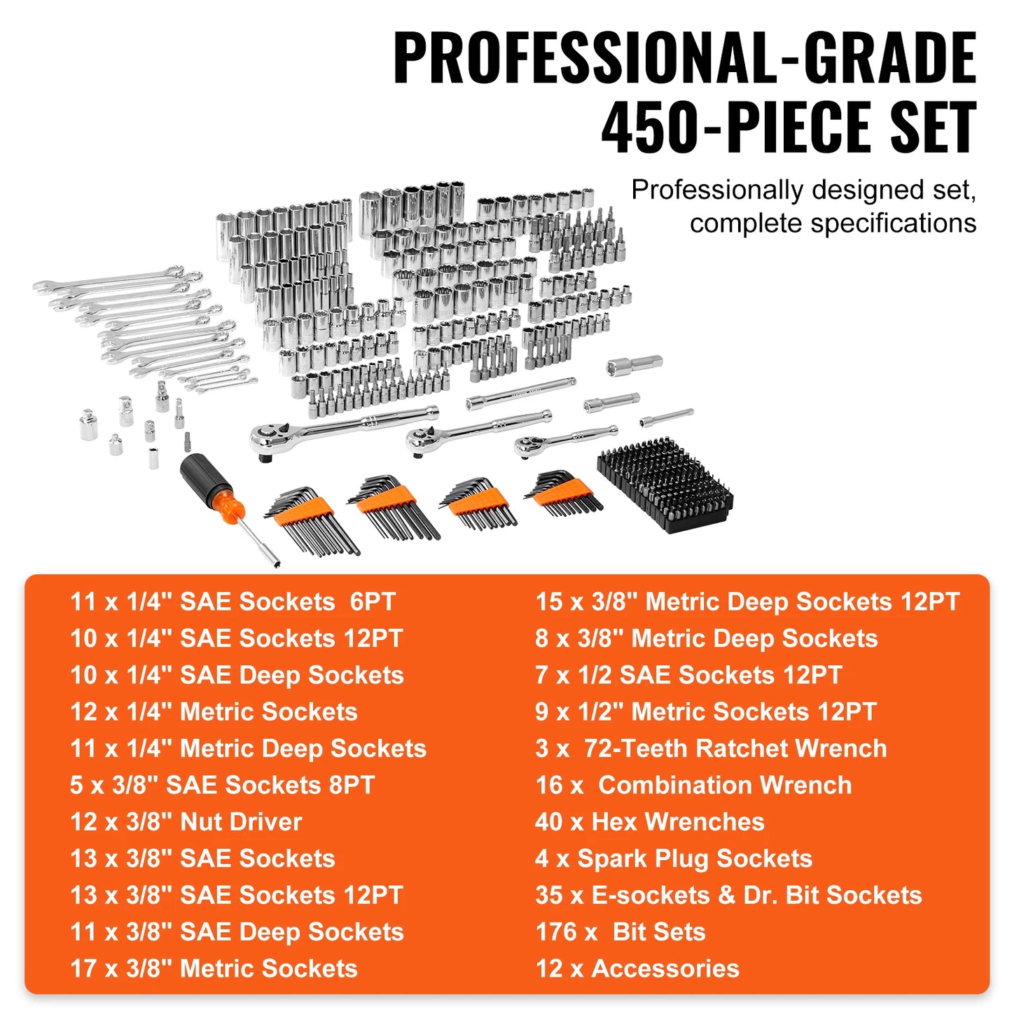 450 Pcs Mechanics Tool and Socket Set