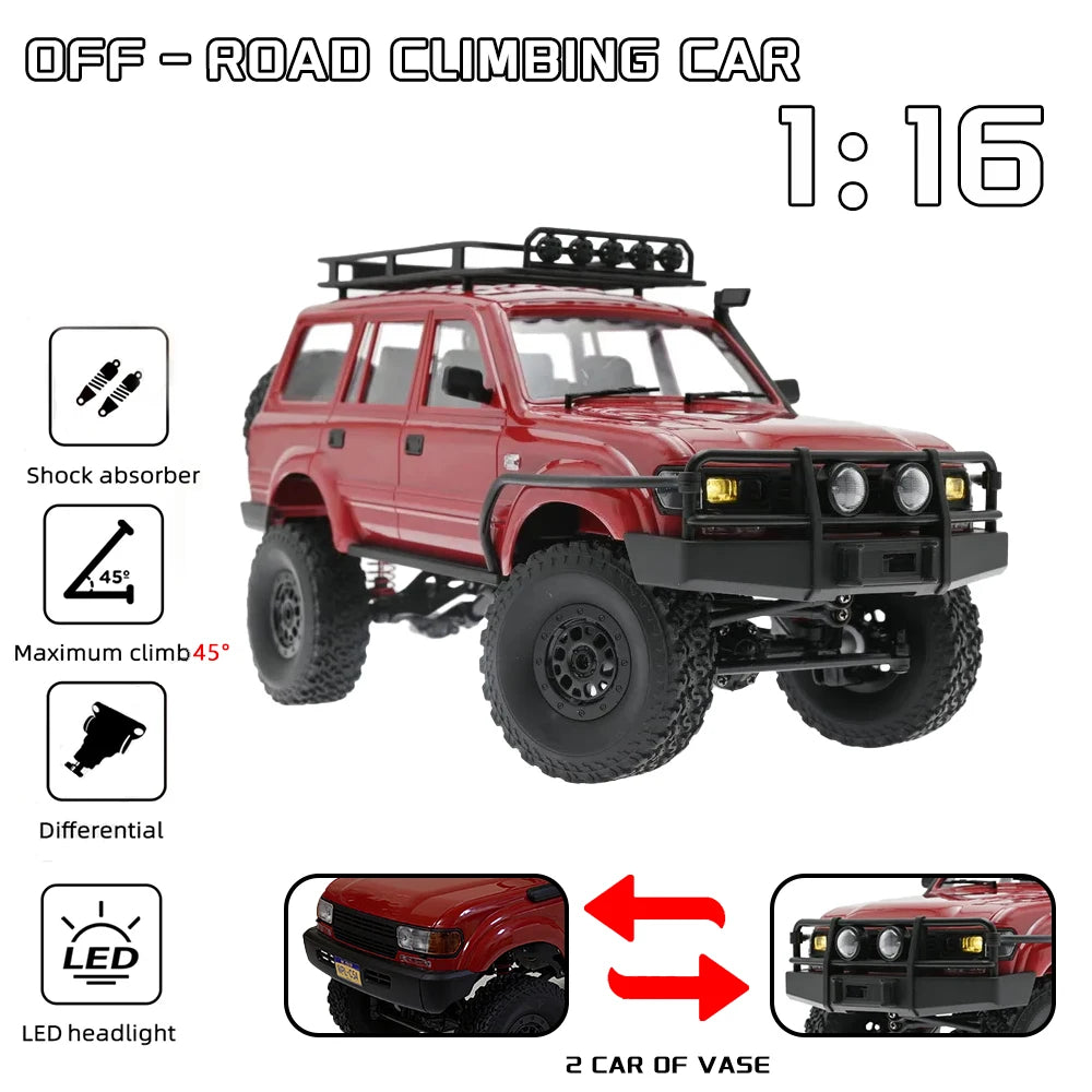 RC 1/16 Scale 4WD Off-Road Remote Control Truck 2.4G Full Proportional Steering With LED Lights