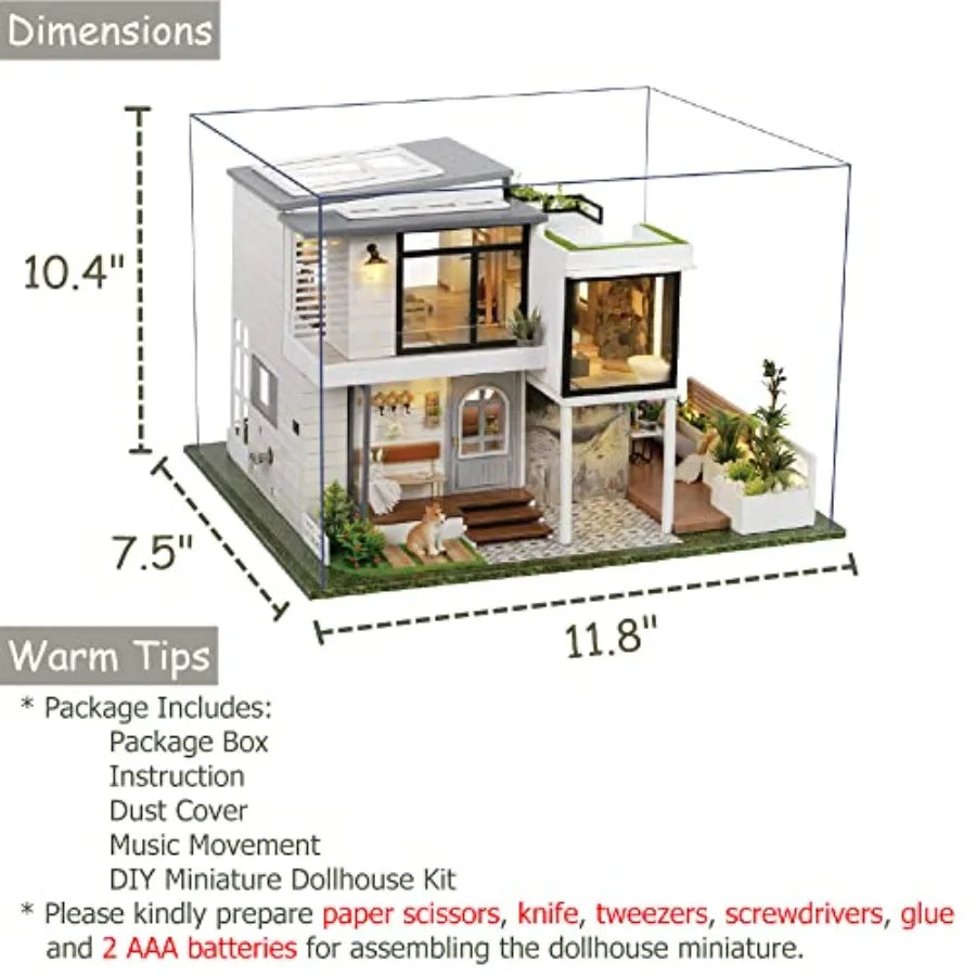1:24 Scale Wooden Garden Villa with Furniture