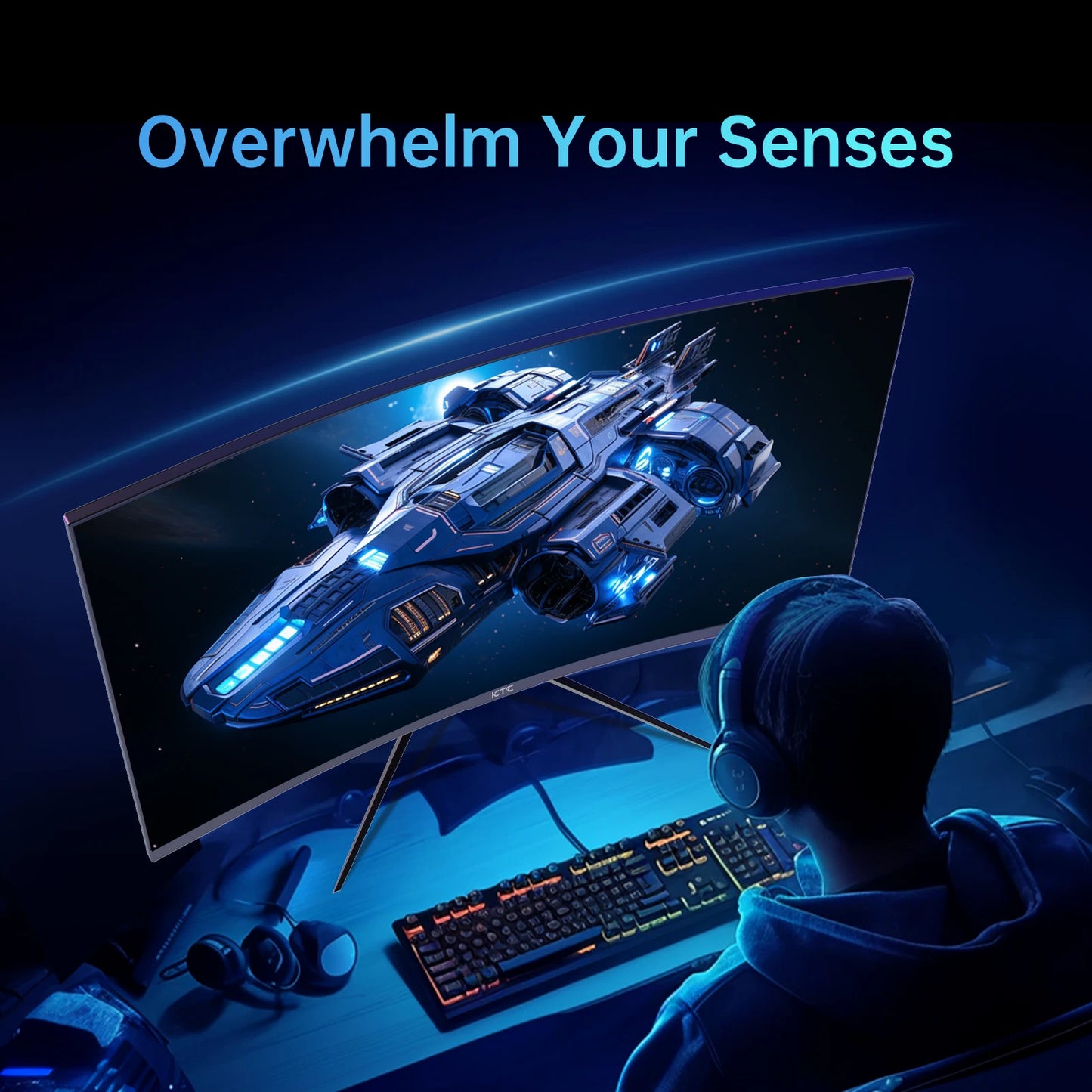 32 inch 240Hz Curved Gaming Monitor 1500R 1080P 125% sRGB 1ms, Freesync/G-sync HDR10,HDMI/DP/USB Ports VESA, Tilt Adjustable,