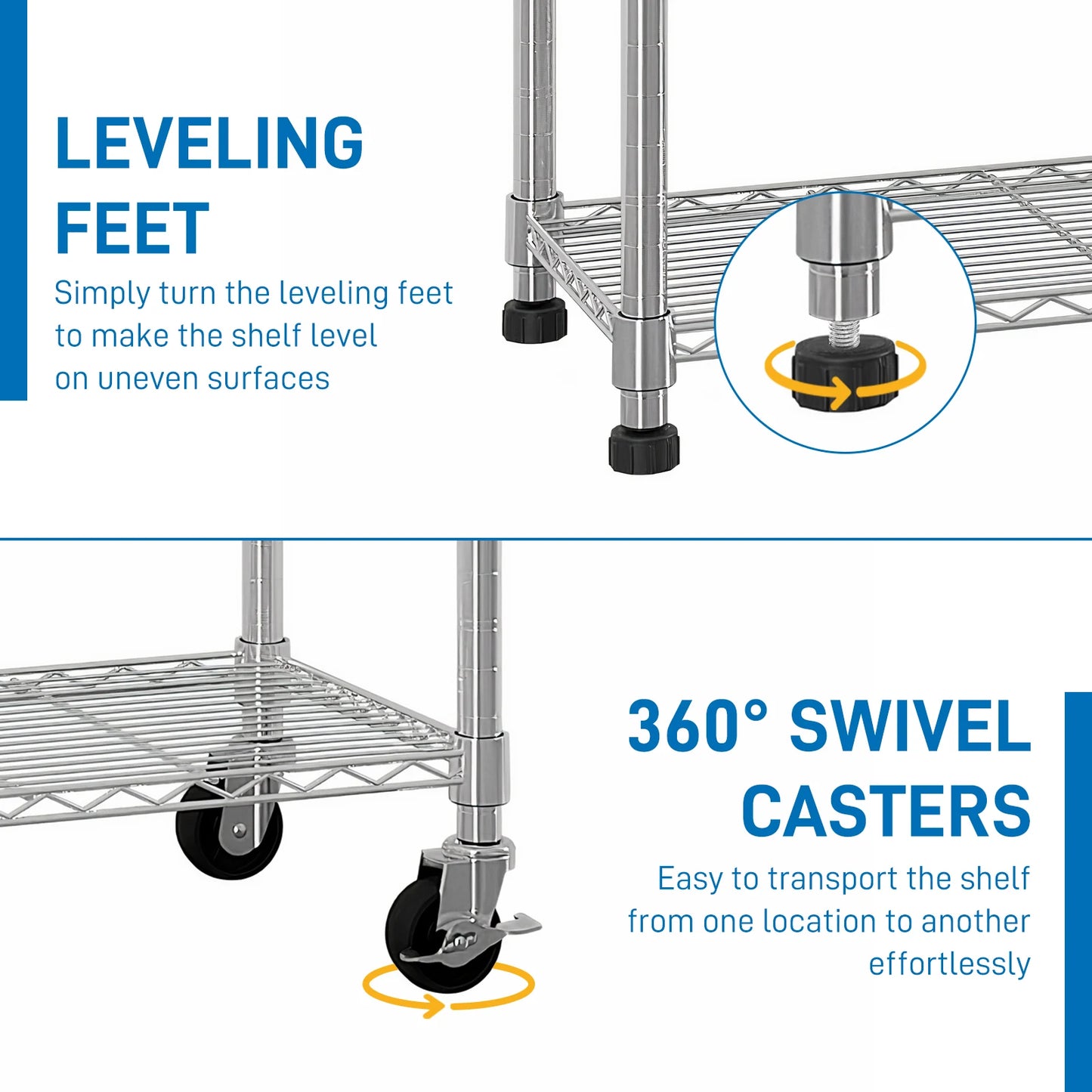 6-Tier Adjustable Metal Shelf with Wheels