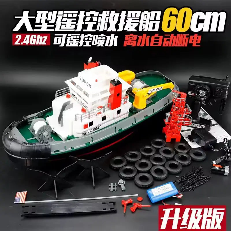 Henglong Remote Control Rescue Speedboat 2.4g Wireless Fire Rescue Spray Boat