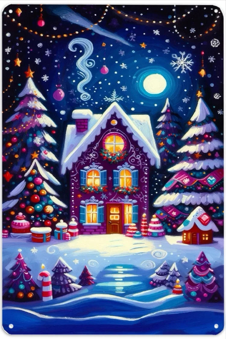 3D Flat, Christmas and Christmas Eve Metal Wall Decoration 8x12