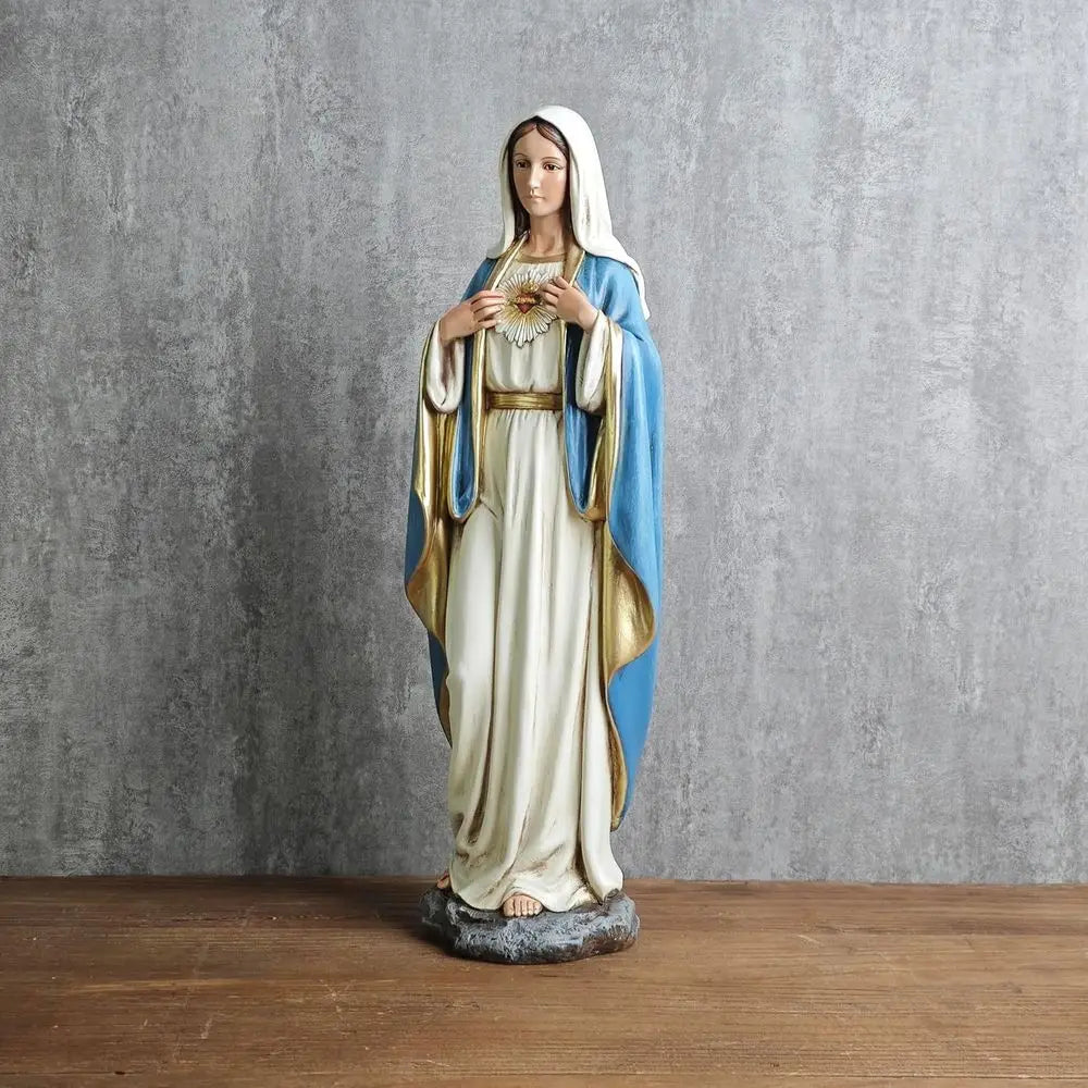 16.5 inch Handcrafted Renaissance Catholic Statue of Immaculate Heart Virgin Mary for Altar and Home Decor