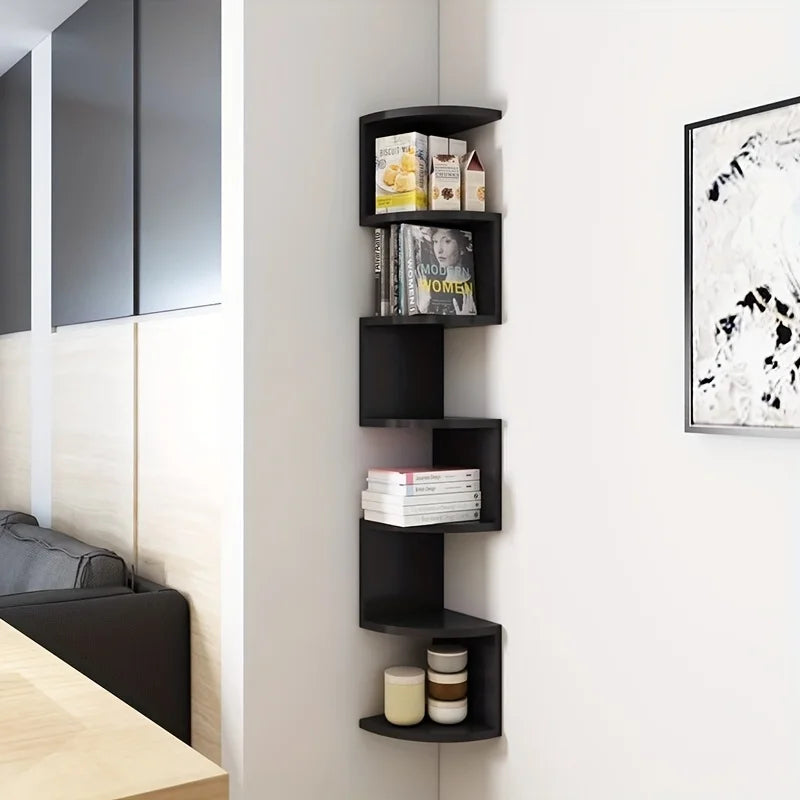 7-Tier Rustic Wall-Mounted Corner Shelf Suitable for Living Room, Bedroom, Kitchen