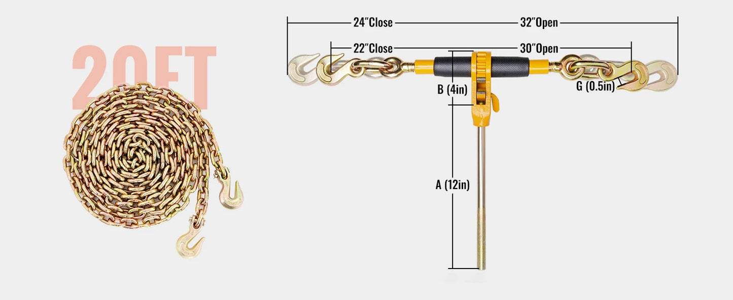 7100 lbs. Ratchet Chain Binder Anti-skid Handle