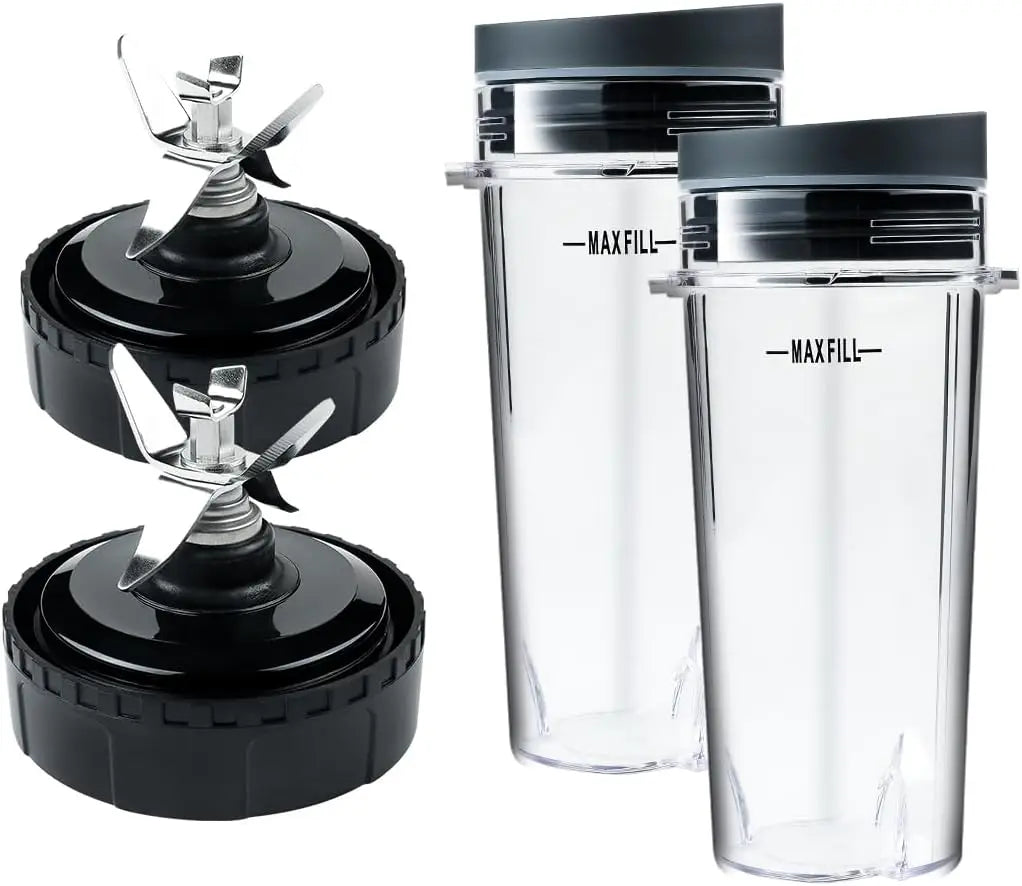 Nutri Ninja Blender Blade Assembly & 2-Pack of 16 oz. Cups for BL770 BL780 BL660