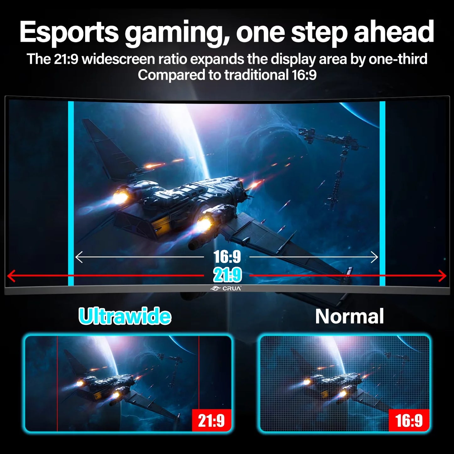 Gaming Monitor 34-inch Curved Ultrawide WQHD Monitor 3440 x 1440 R1500 Ultrawide Computer Monitor 144Hz VA Panel Display