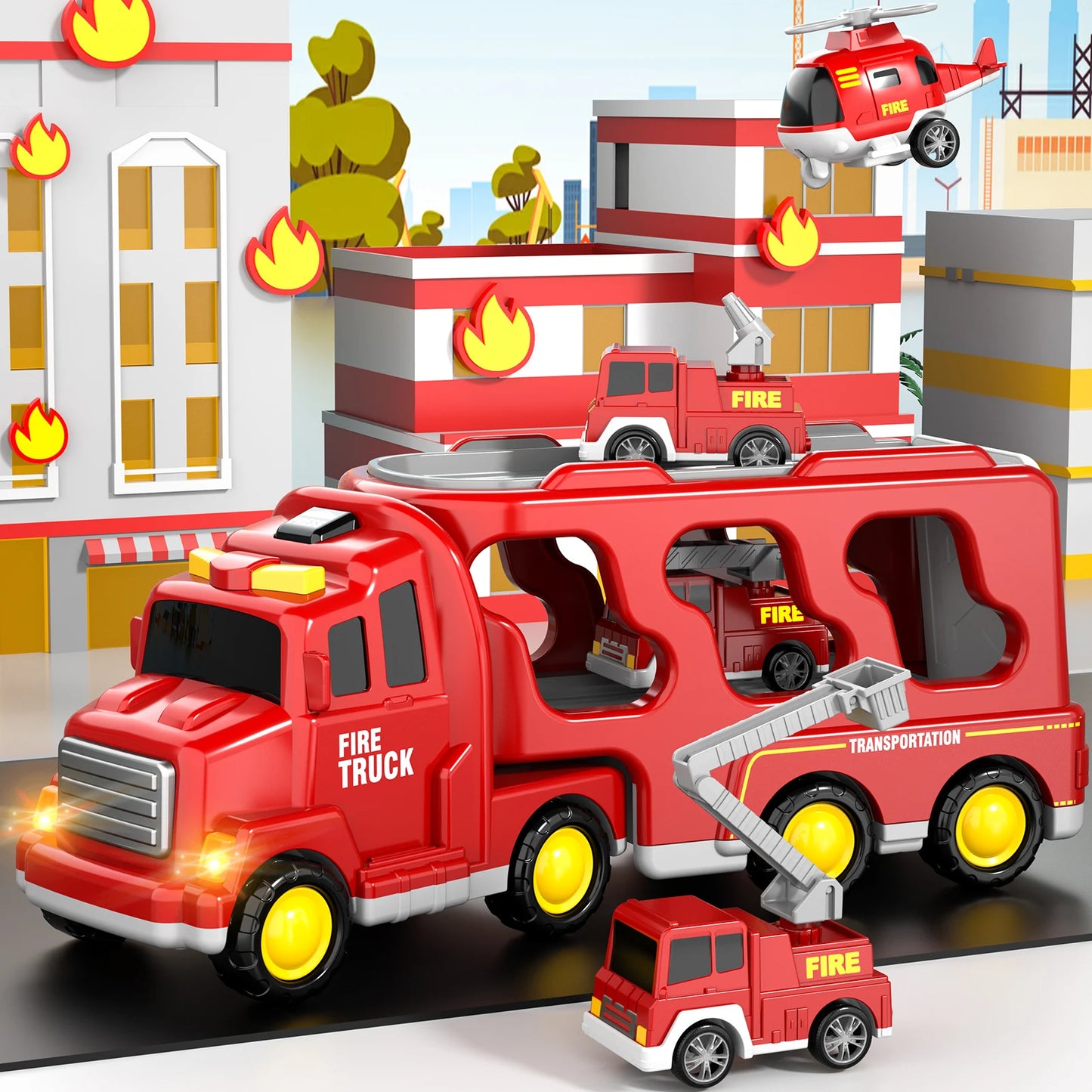 5 In 1 Fire Car Trucks Toddler Toys
