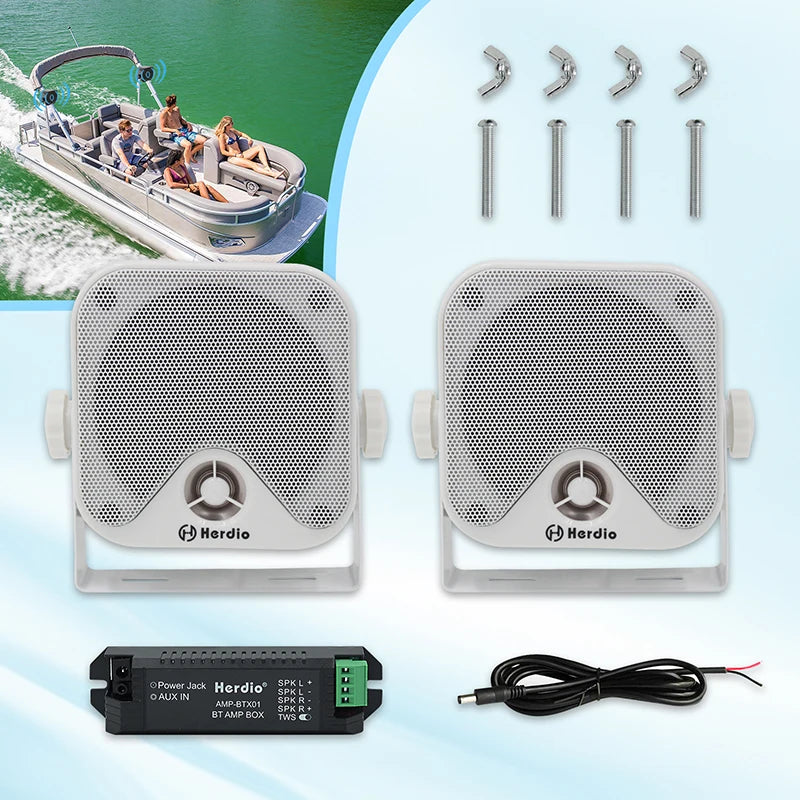 100W Heavy Duty Waterproof Boat and Marine Bluetooth Speakers