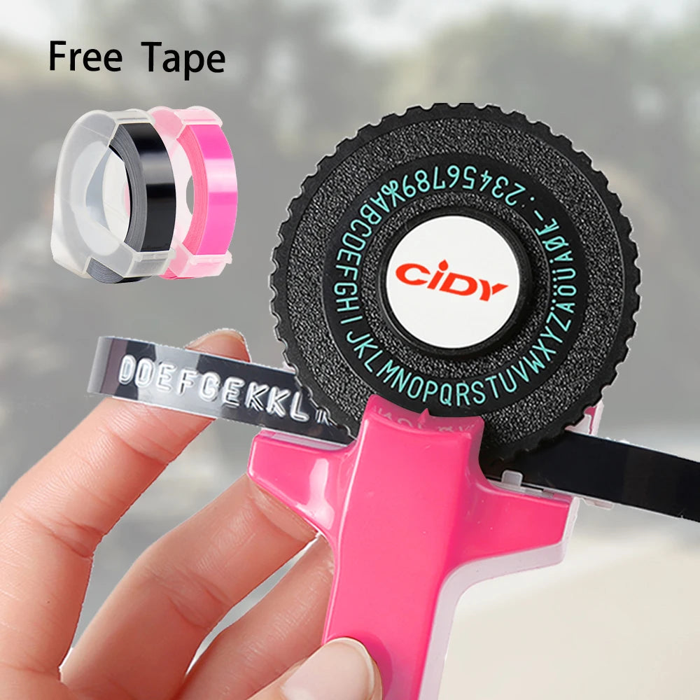 Embossing label maker with 2 ribbons