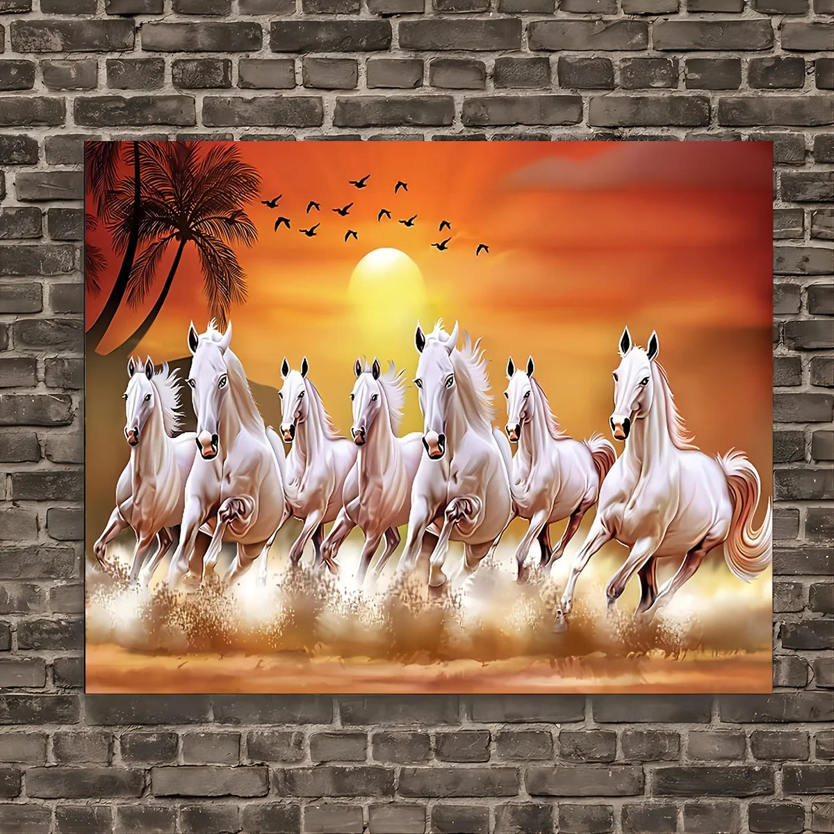 1Pc Wooden Framed Wild Horses Canvas Wall Art Ideal Decor for Living Room, Bedroom