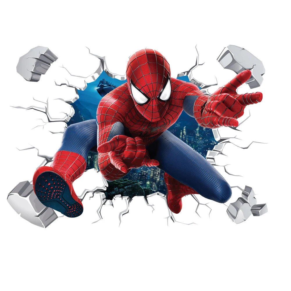 Spiderman, Captain America, Hulk Heroes Wall Stickers For Kids Room Cartoon Movie Mural Art Decals