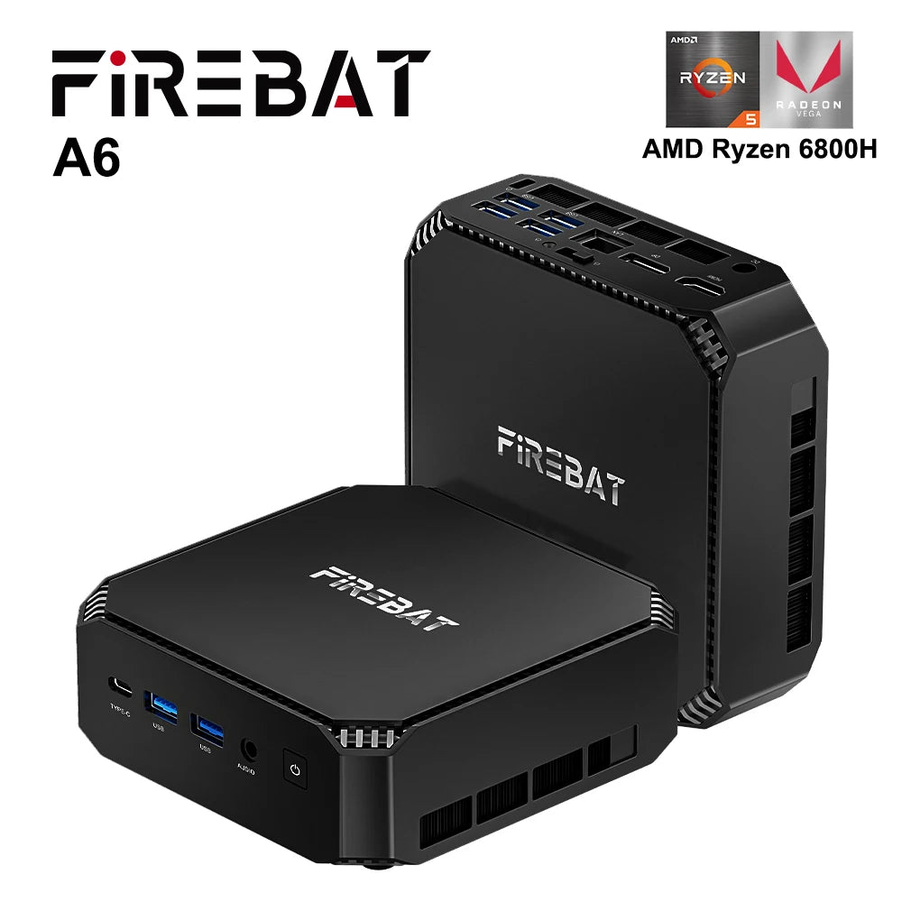 Firebat A6 Mini PC AMD R7 7735HS 8-core 16-thread Computer 16GB LPDDR5 RAM 512GB SSD WiFi 6 BT5.2