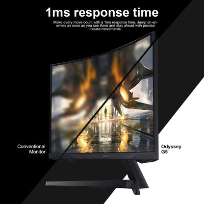 Samsung Odyssey G550A 32'' Gaming Monitor, QHD (2560 x 1440) 1Ms 165Hz Curved Monitor, AMD FreeSync Premium