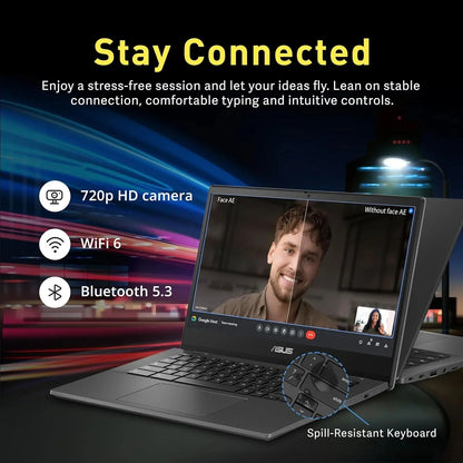 ASUS Chromebook 14" Business Laptop, 4GB RAM, 320GB Storage 64GB eMMC+256GB SD Card