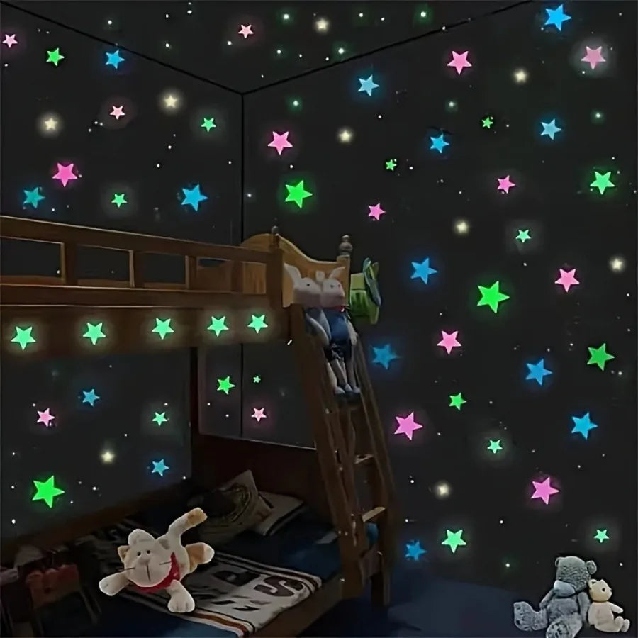 200 Piece Luminous Star Wall Sticker, Easy To Tear and Stick, Suitable for Bedroom, Luminous Party Decoration