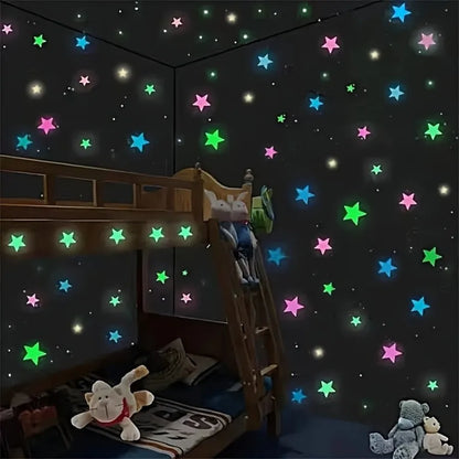 200 Piece Luminous Star Wall Sticker, Easy To Tear and Stick, Suitable for Bedroom, Luminous Party Decoration