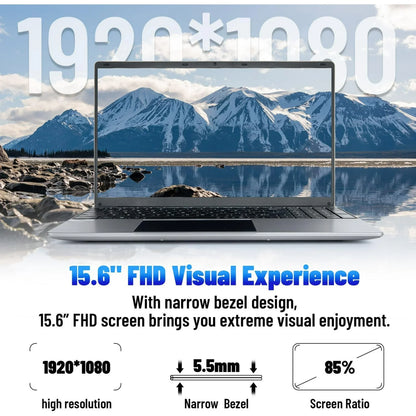 15.6 Inch Laptop 16GB DDR4 512GB SSD Intel N5095 IPS Display 1080P Windows 11, 38000mAh Battery Business Home Laptop