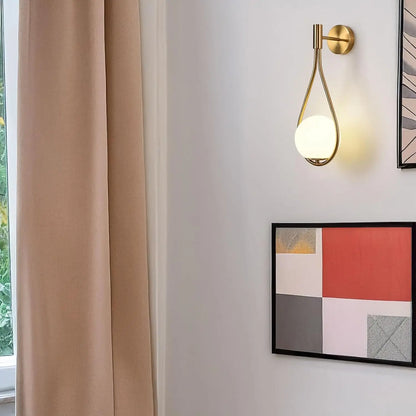 LED Indoor Metal Wall Sconce Wall Light, Gold With White Glass Shade