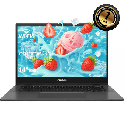 ASUS Chromebook 14" Business Laptop, 4GB RAM, 320GB Storage 64GB eMMC+256GB SD Card