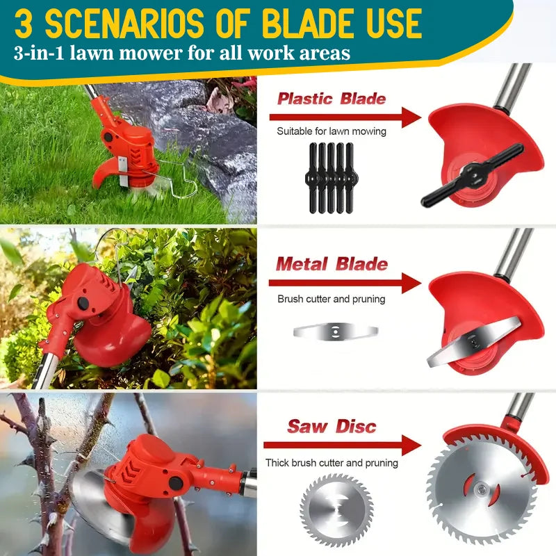 Cordless lawn mower/weed trimmer