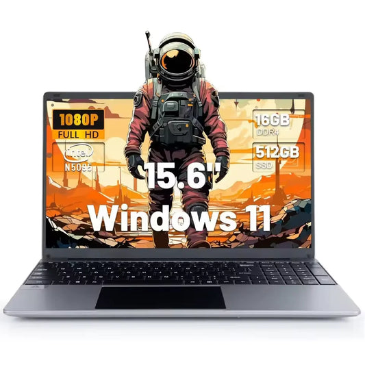 15.6 Inch Laptop 16GB DDR4 512GB SSD Intel N5095 IPS Display 1080P Windows 11, 38000mAh Battery Business Home Laptop