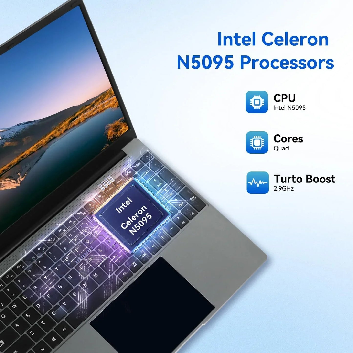 15.6 Inch Laptop 16GB DDR4 512GB SSD Intel N5095 IPS Display 1080P Windows 11, 38000mAh Battery Business Home Laptop