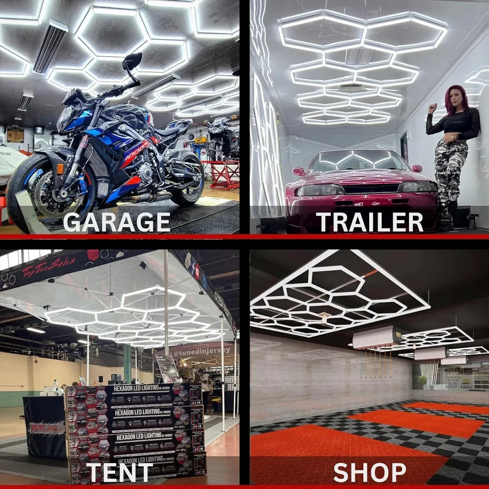 Honeycomb Hexagon LED Lighting for Garage or Workshop Lighting