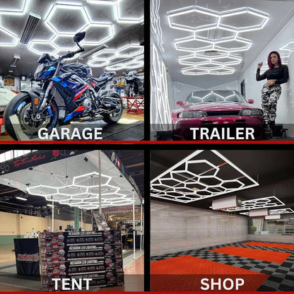 Honeycomb Hexagon LED Lighting for Garage or Workshop Lighting