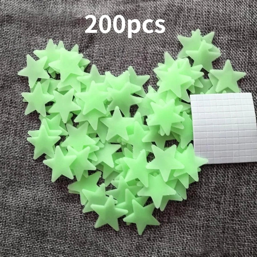 200 Piece Luminous Star Wall Sticker, Easy To Tear and Stick, Suitable for Bedroom, Luminous Party Decoration