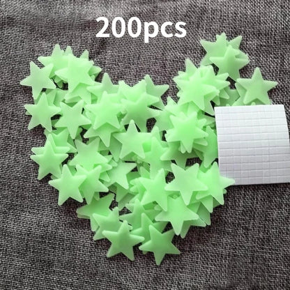 200 Piece Luminous Star Wall Sticker, Easy To Tear and Stick, Suitable for Bedroom, Luminous Party Decoration