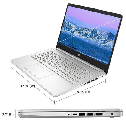 HP 14" Business Laptop, Intel Celeron N4120, Up to16GB RAM, 384GB Storage(128GB eMMC+256GB Micro SD), 1 Year Office 365, Silver