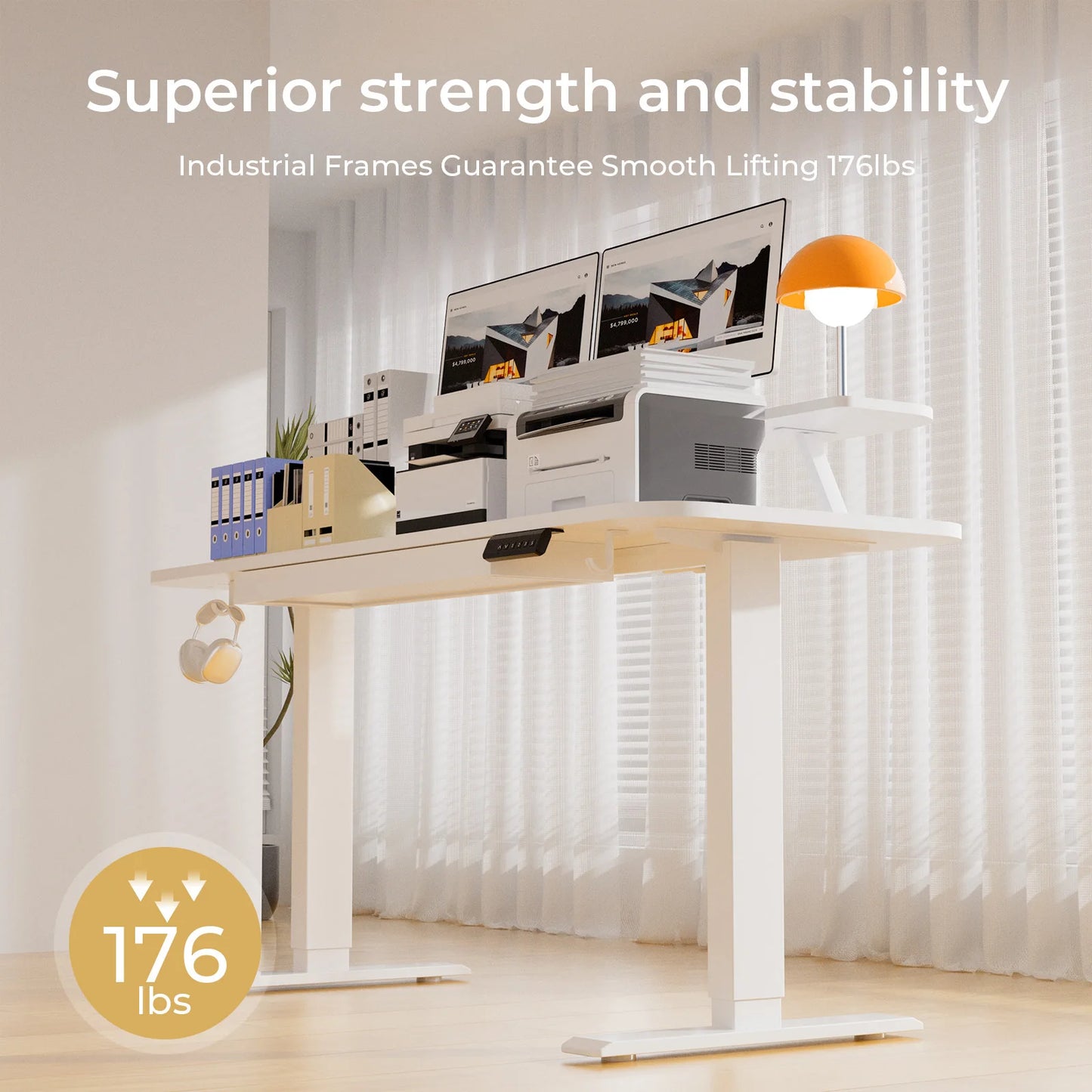 Electric Standing Desk with Drawers, Sit/Stand up Desk, Height Adjustable Ergonomic Home Office Computer Desk