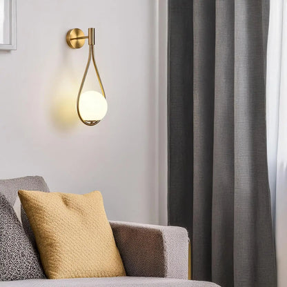 LED Indoor Metal Wall Sconce Wall Light, Gold With White Glass Shade