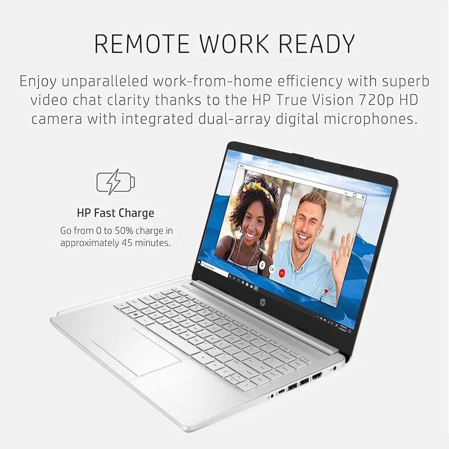 HP 14" Business Laptop, Intel Celeron N4120, Up to16GB RAM, 384GB Storage(128GB eMMC+256GB Micro SD), 1 Year Office 365, Silver