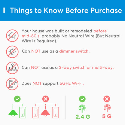 Meross Home Kit US WiFi Switch Wireless Light Wall Switch